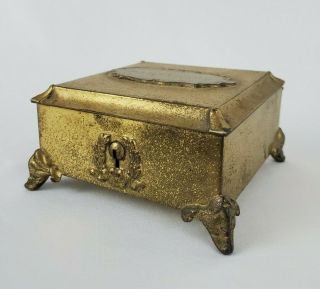 Antique Kronheim & Oldenbusch K&o Co.  Casket Trinket Box Silver - Plate Brass 1900