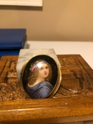 Rare French Victorian Portrait Brooch With Writings On Back