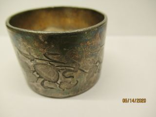 Antique Victorian Silver Plate Napkin Ring Monogram Floral Pattern 3