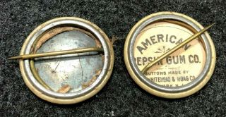 2 Antique 1896 American Pepsin Gum Company Pin Back Button State Maps 2