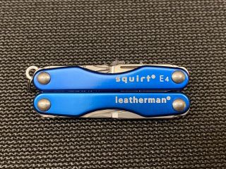Rare Retired Leatherman Squirt E4 Electrical Multi - Tool Blue -