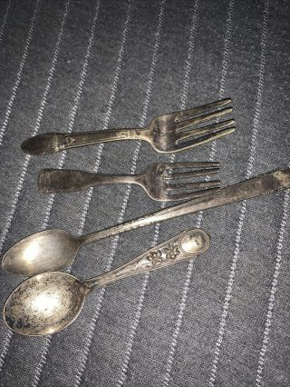 Vintage Sterling Silver Mini Fork And Spoons