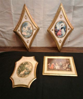 4 Vintage Italian And Empire Florentine Wood Wall Plaques Made In Italy