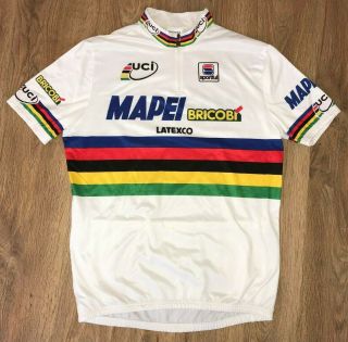Mapei Sportful Uci World Champions Rare Vintage White Cycling Jersey Size Xxl