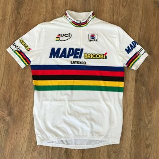 Mapei Sportful Uci World Champions rare vintage white cycling jersey size XXL 2