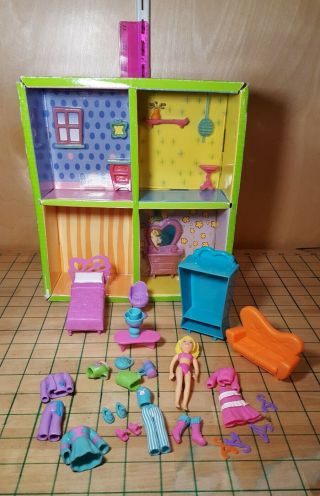 Polly Pocket Trendy Townhouse W/ Doll & Accessories
