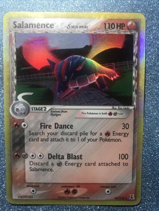 Pokemon Card Delta Species Rare Holo 14/113 Salamence - Lp