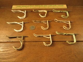 9 Vintage Twisted Heavy Metal Wire Coat Hooks Old Closet Hardware