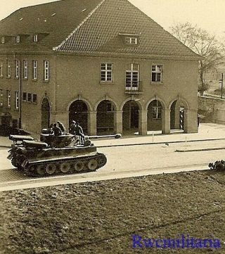 Rare German Pzkw.  Vi Tiger Heavy Panzer Tanks Passing On Street