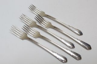 5 Wm A Rogers Meadowbrook Heather Silverplate Flatware Grille Forks