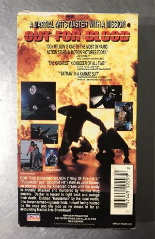 Out For Blood VHS Don The Dragon Wilson Martial Arts Action Cult Rare 2