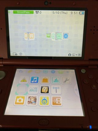 Nintendo 3ds Xl Red Gaming System/ Top Screen Ips Panel / Rare