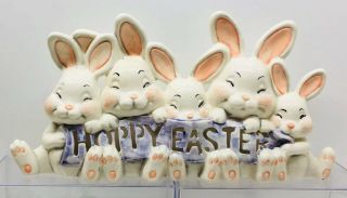 Vtg Rare Hoppy Easter Bunny Ceramic Lighted Figurine Tabletop Decor Shabby Chic