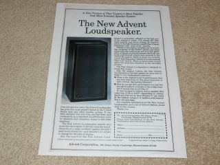 Advent Loudspeaker Ad,  1979,  1 Page,  Article,  Info,  Rare Ad