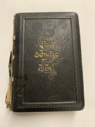Vintage 1902 German Small Hand Held Bible Leather Hb Rare (shelf2)