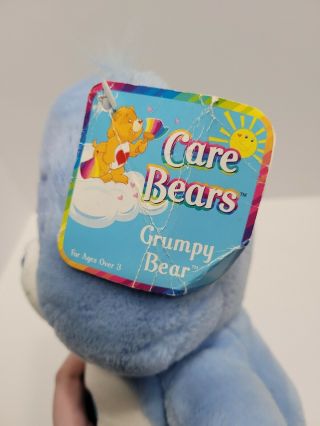 2002 Care Bears Plush Grumpy Bear Blue Raincloud Sad 12 