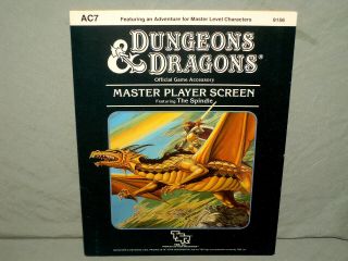 D&d 1st Ed Accessory - Ac7 Master Player Screen (rare W/ The Spindle &)