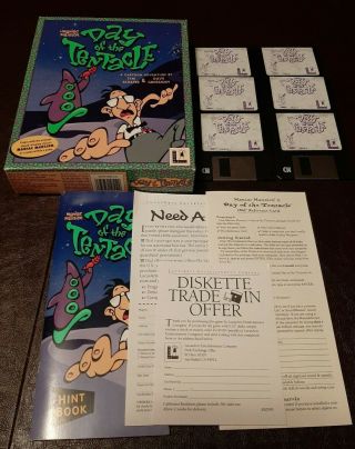Day Of The Tentacle Pc Lucasarts 3.  5 " Hint Book Maniac Mansion Rare