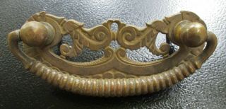 Ornate Heavy Brass Bronze Victorian Dresser Drawer Door Pull 4 " Wide
