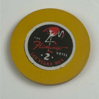 Rare Flamingo Hotel Las Vegas Yellow Roulette Chip 2 Circa 1948 Bugsy Siegel