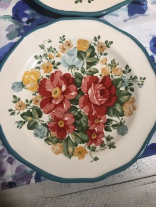 4 Pioneer Woman Stoneware Floral Salad Plates 8.  5 