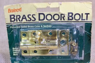 Door Slide Barrel Bolt Lock Cellar Window Brass 2 1/4” Vintage Made In Usa