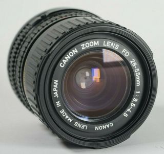 Canon Fd Zoom Lens 28 - 55mm F3.  5 - 4.  5 Macro Rare Caps Close Focus 7/10