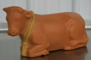Rare Poloron Vintage Blow Mold 14” Ox Cow Christmas Nativity Stable Animal