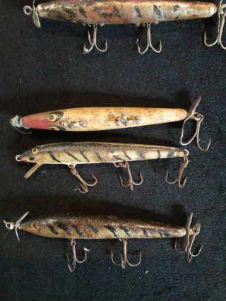 4 Vintage Fishing Lures Wood Cordell Rapala 2 Smithwick 4 - 5 "