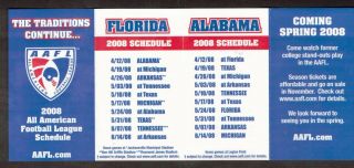 Rare 2008 Aafl All American Football League Schedule Defunct