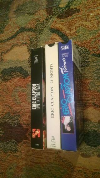 ERIC CLAPTON 3 RARE VHS TAPES 24 NIGHTS LIVE HYDE PARK AND FRIENDS Cream classic 3