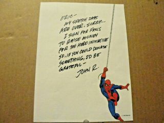 Rare John Romita Sr.  Signed Autograph 6x8 Paper Photo W/coa - Spiderman