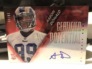 Aaron Donald Rookie Autograph Card 2014 Panini Certified Potential Red Rare /49