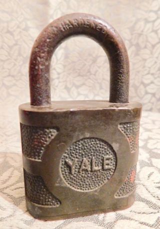 Antique Yale & Towne Mfg Hardened Brass Lock (no Key,  Vintage Padlock)