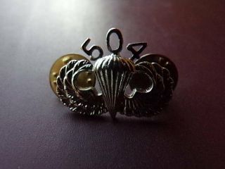 504th Mini Jump Wing Army 82nd Airborne Rare Miniature Hat Tie Cap Badge Pin