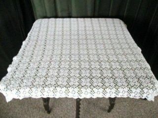 Vintage Tablecloth - All Hand Crochet - White - 32 " Sq.