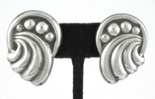 1940s - Carl Poul Petersen - Very Rare Art Deco Sterling Silver Earrings