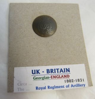 1802 - 1831 Georgian England Royal Regiment Of Artillery Button Uk Britain Rare