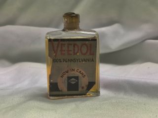 Rare Vintage 1930’s Veedol Flying A Glass Motor Oil Sample Bottle Tidewater Oil,