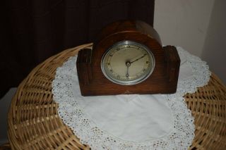 Vintage Wooden Mantle Clock Not Wind Up Mechanism