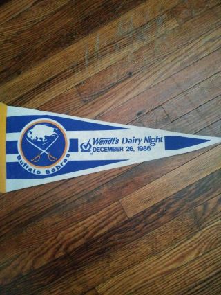 Vintage Buffalo Sabres Pennant 1986 Wendt’s Dairy Night Rare