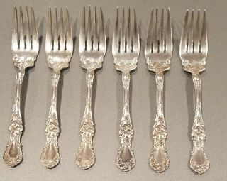 (set Of 6) Antique 1902 Floral Silverplate Salad Forks By 1835 R Wallace Vintage