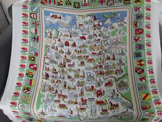 Final Price Vintage Map Of Germany Tablecloth 50 " X 56 " Detailed Vintage Linen