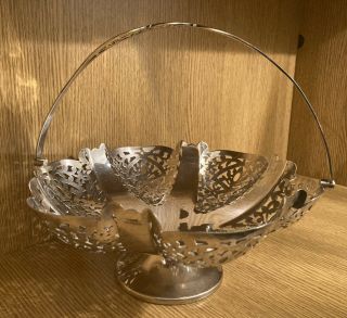 Antique Vintage Silver Plated Epns Bowl / Tray With Swing Handle