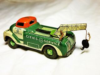VTG Marx Cities Service TowIng Wrecker Service Toy Truck W/Hook Tin Rare VHTF 3