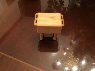 Vintage Miniature Dollhouse Butcher Block Table With Knife Rack.  1:12 Scale