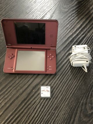 Rare Nintendo Dsi Xl Maroon Red Handheld Console With Mario Kart Charger
