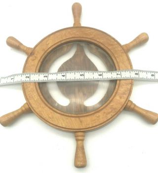 RARE VTG 1940 ' s WWII Era Nautical Wood Boat Steering Wheel Picture Photo Frame 3