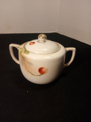 Vintage Antique Hand Painted Nippon Lidded Handled Sugar Bowl 3
