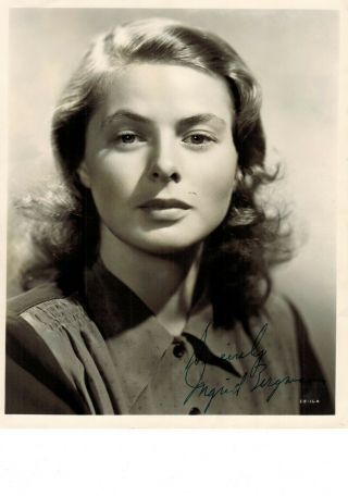 (12) Legendary Ingrid Bergman.  Rare True Vintage Handsigned 8x10